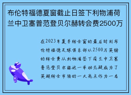 布伦特福德夏窗截止日签下利物浦荷兰中卫塞普范登贝尔赫转会费2500万英镑 布伦特福德夏窗截止日签下利物浦荷兰中卫塞普范登贝尔赫转会费2500万英镑